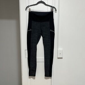 Athleta Fleece Lined Black and Gray Leggings